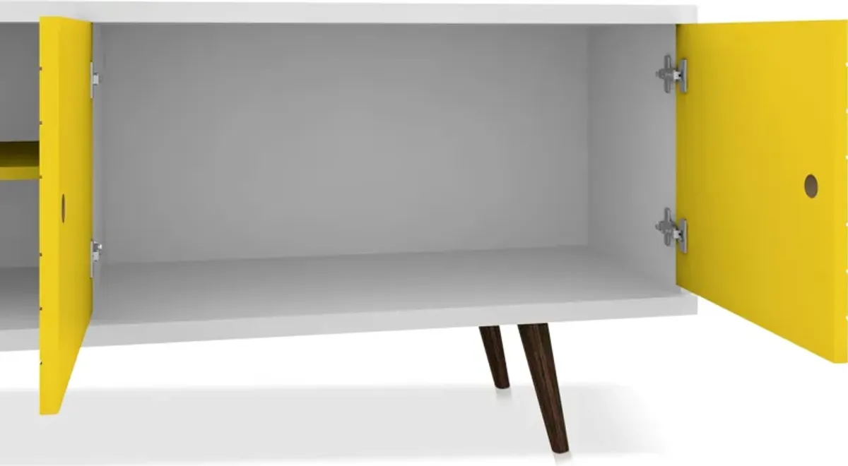 Webb 63" Mid-Century TV Stand - White/Yellow