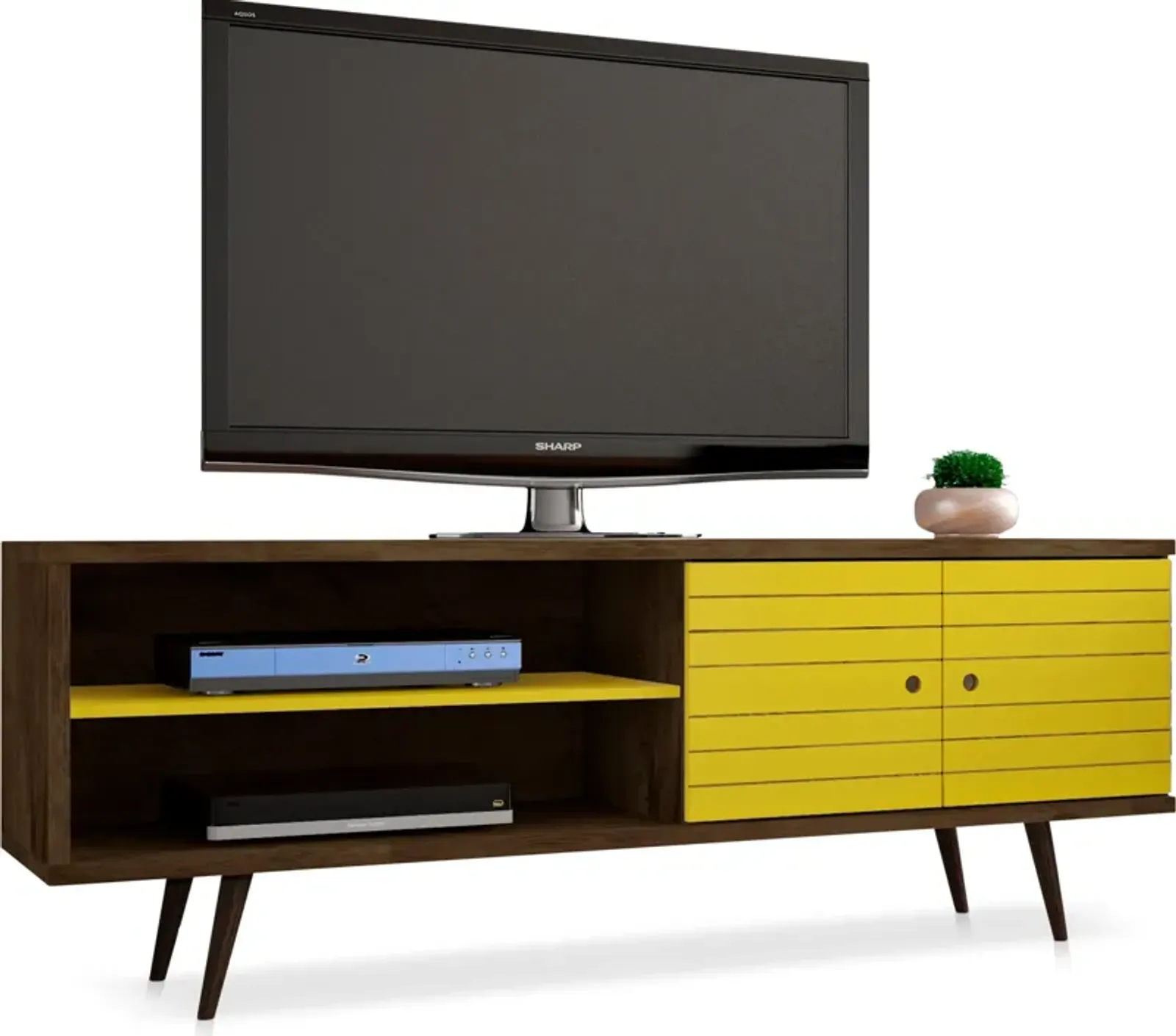 Webb 63" Mid-Century TV Stand - Brown/Yellow