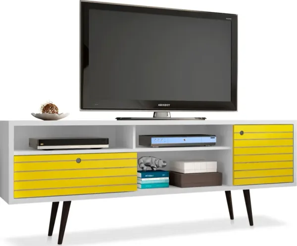 Webb 71" Mid-Century TV Stand - White/Yellow