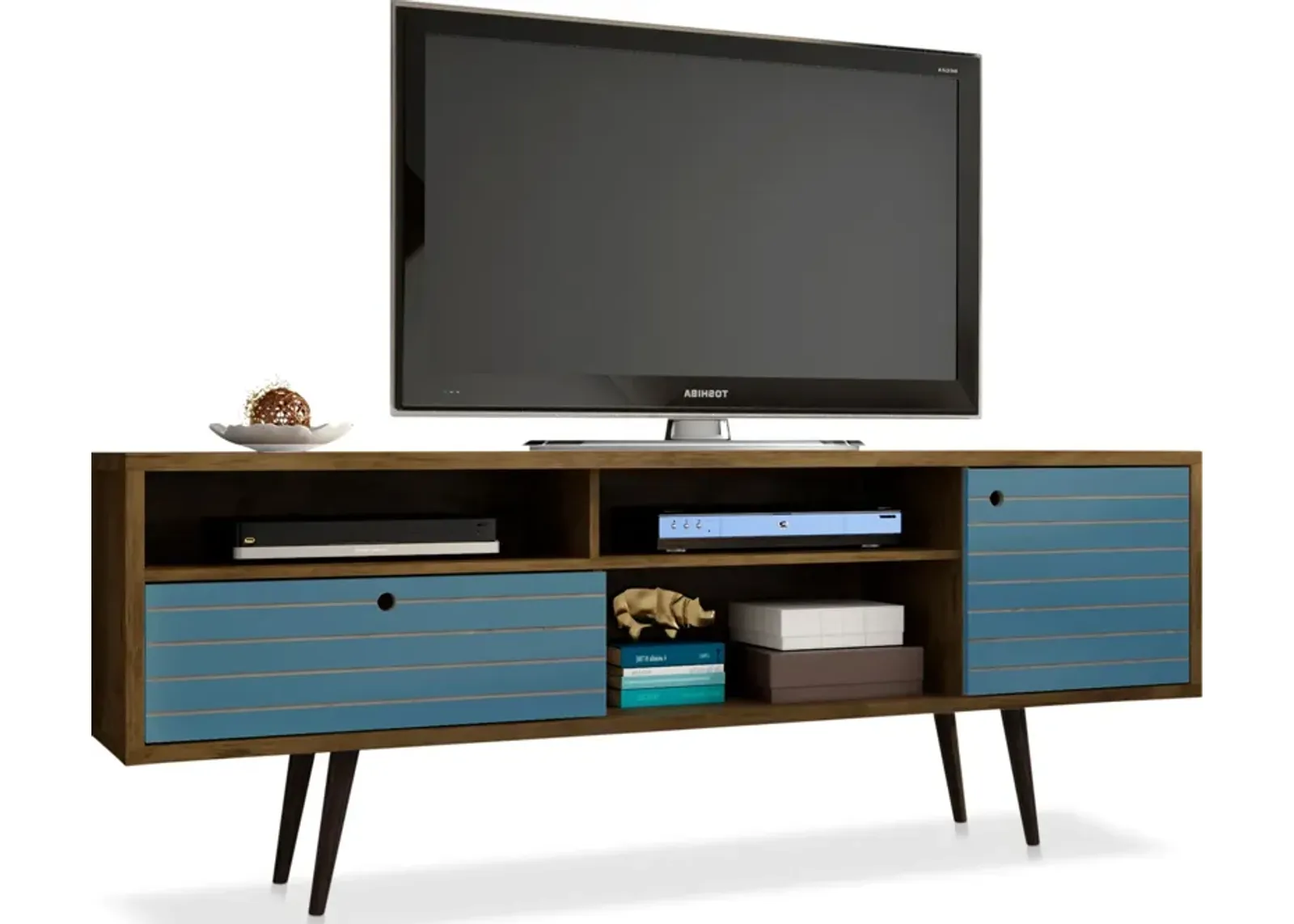 Webb 71" Mid-Century TV Stand - Brown/Aqua