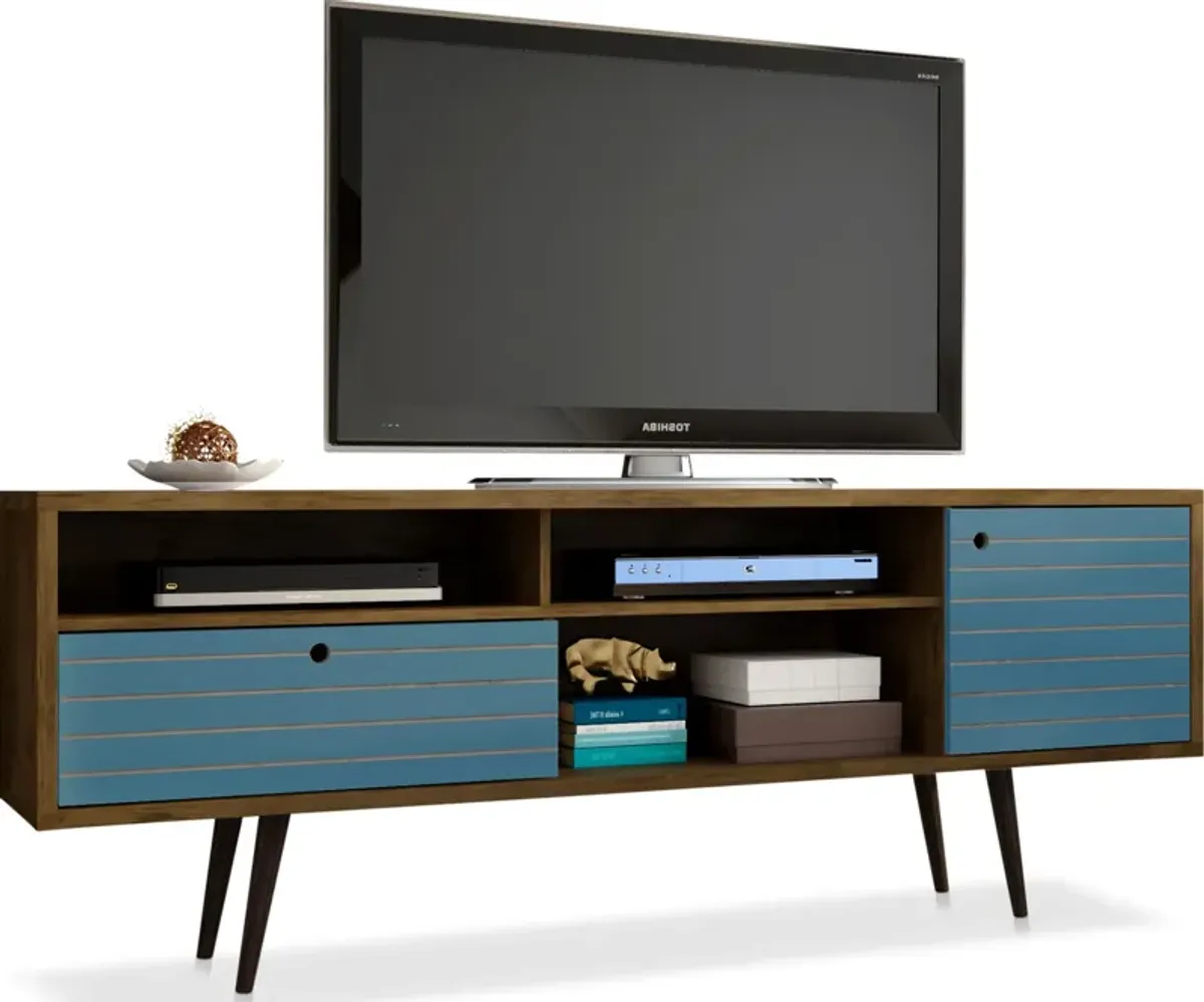 Webb 71" Mid-Century TV Stand - Brown/Aqua