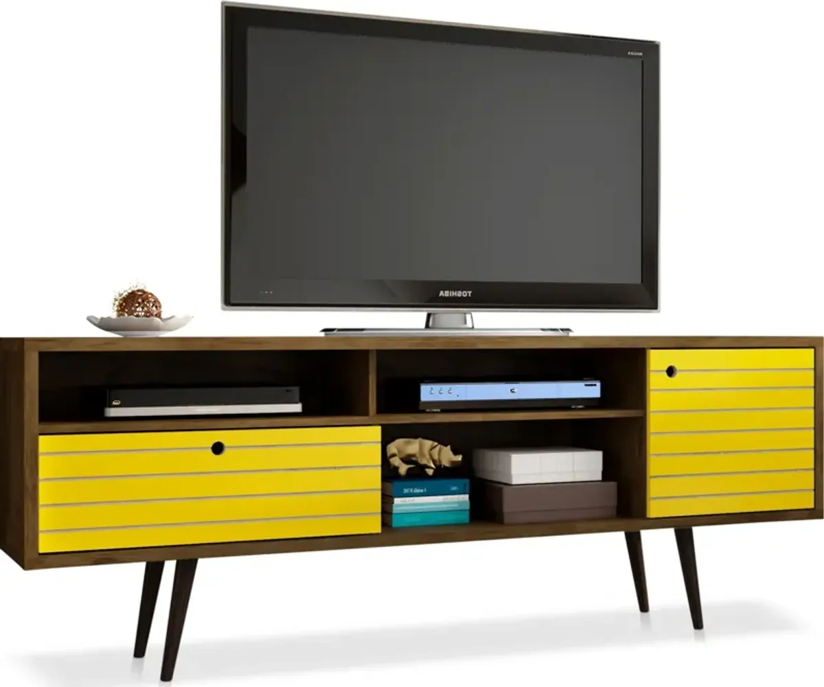 Webb 71" Mid-Century TV Stand - Brown/Yellow