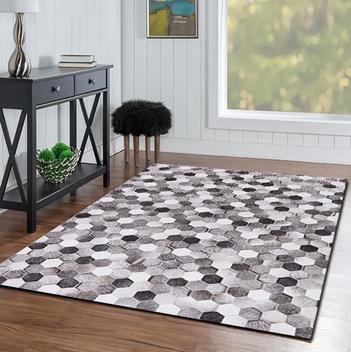 Zoid 5 X 7 Area Rug - Gray/Ivory