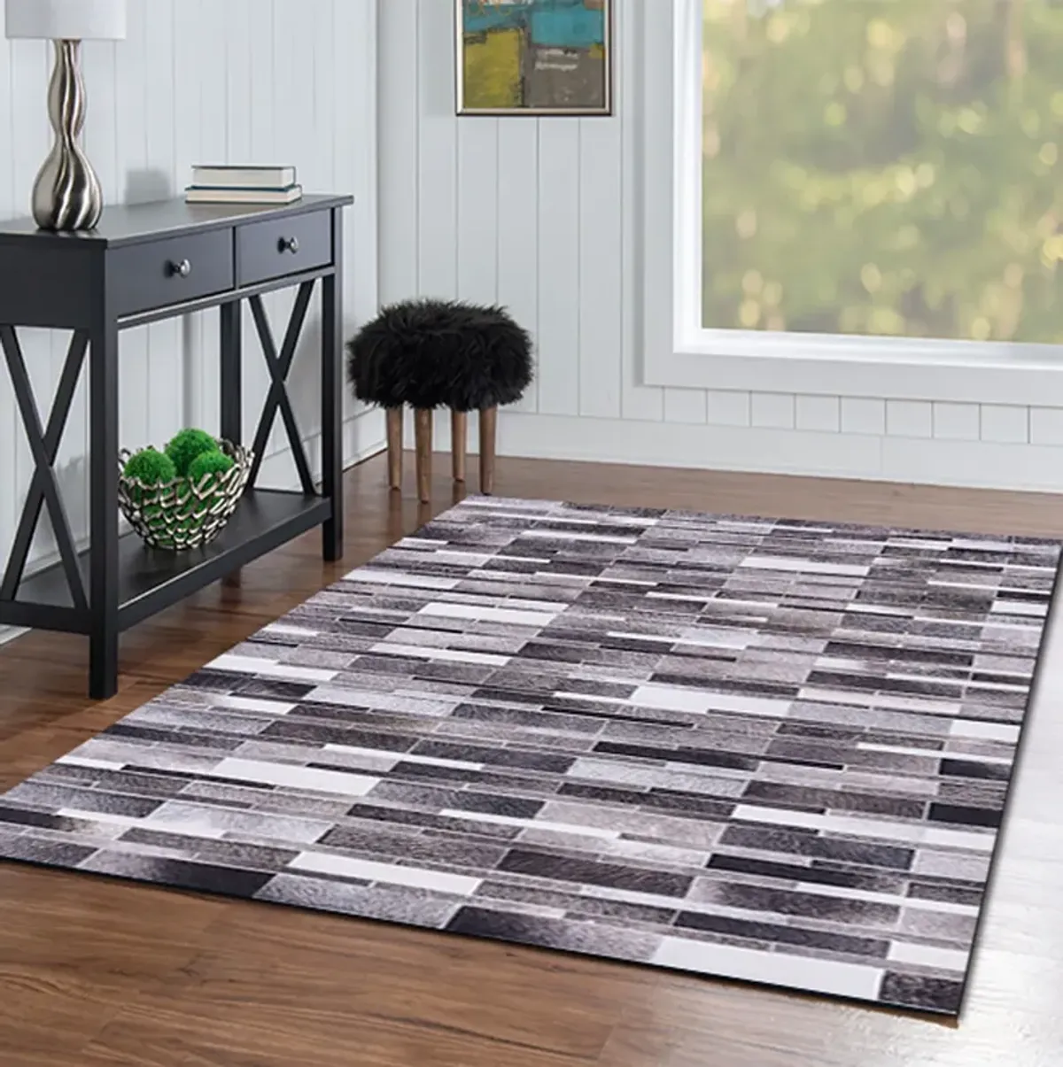 Monochromal 5 X 7 Area Rug - Gray/Ivory