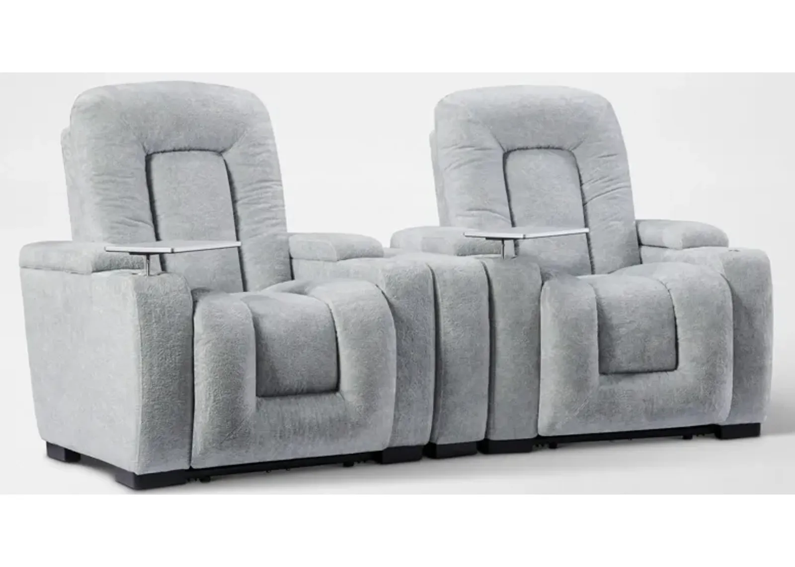 Rory 3-Piece Dual-Power Reclining Home Theater Sectional - Light Gray