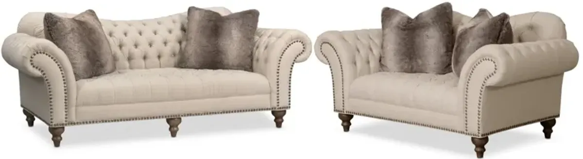 Brittney Sofa and Loveseat Set - Linen