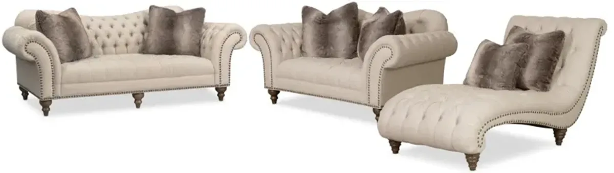 Brittney Sofa, Loveseat and Chaise Set - Linen