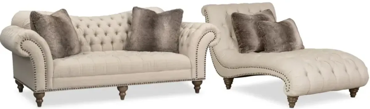 Brittney Sofa and Chaise Set - Linen