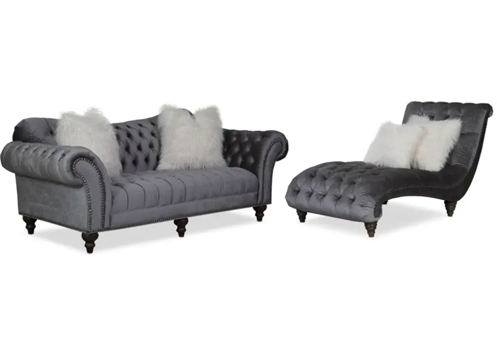 Brittney Sofa and Chaise Set - Charcoal