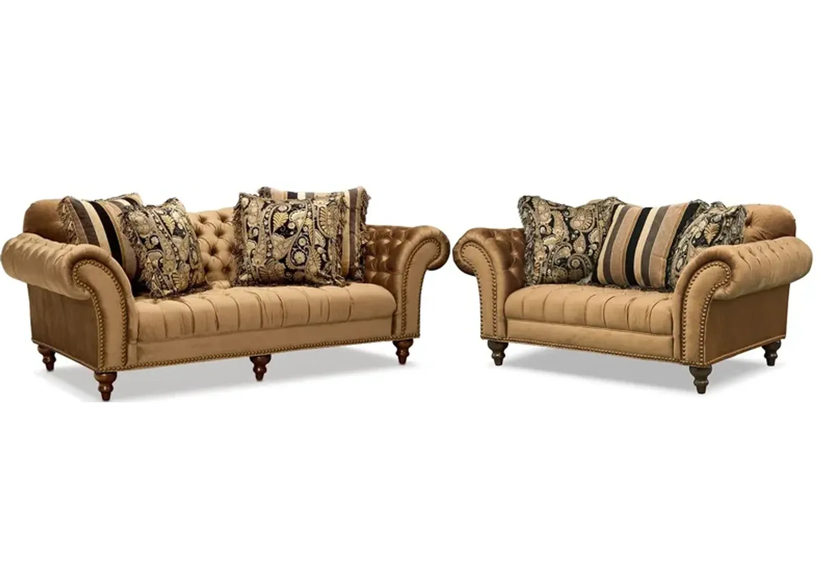 Brittney Sofa and Loveseat Set - Bronze