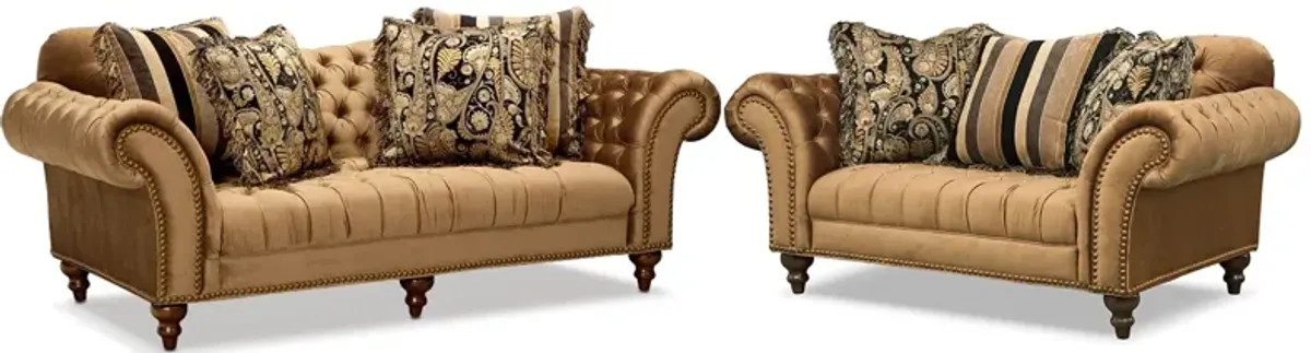 Brittney Sofa and Loveseat Set - Bronze