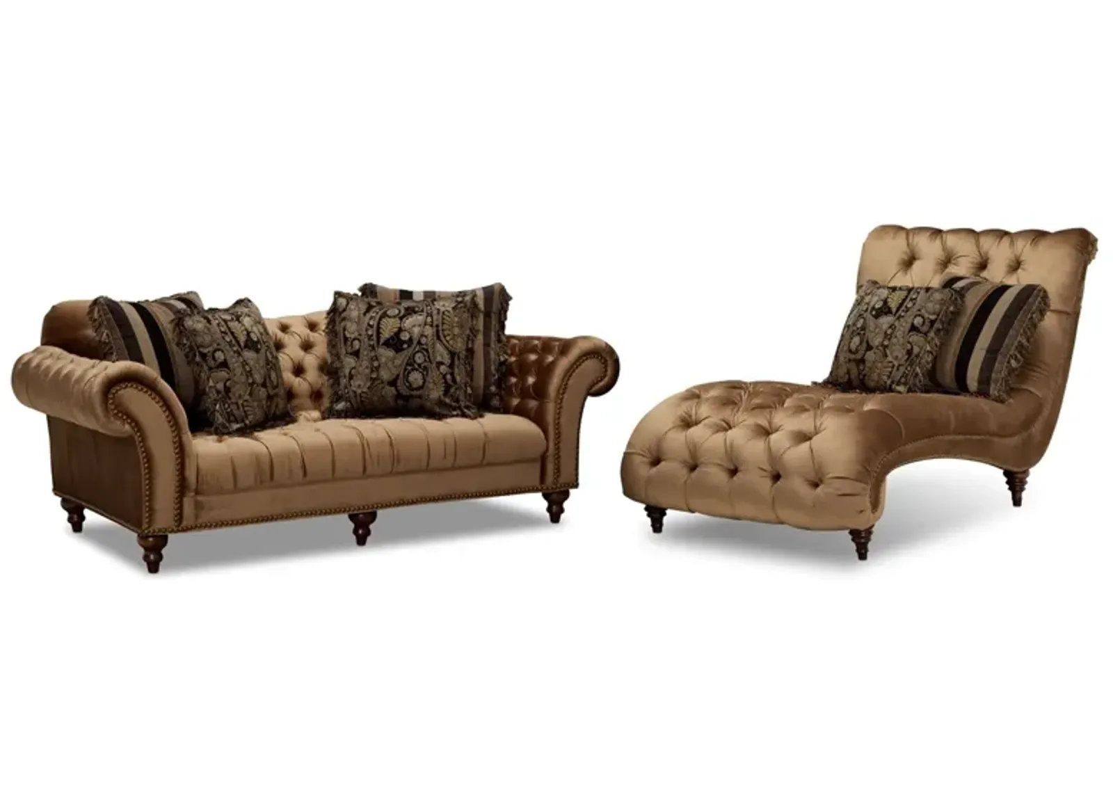 Brittney Sofa and Chaise Set - Bronze