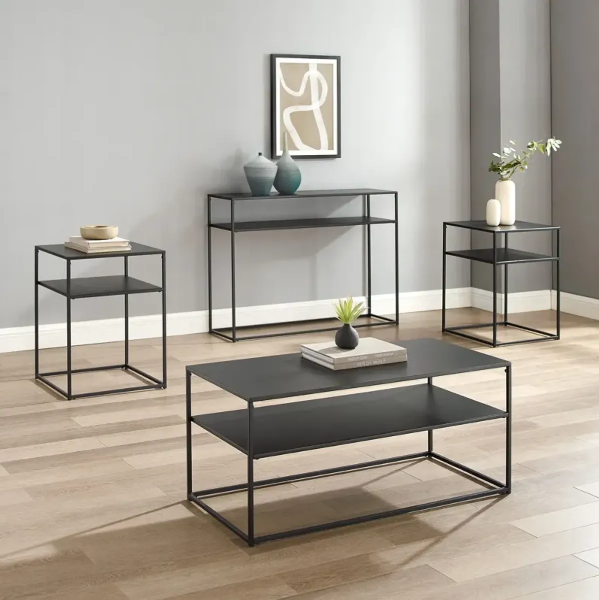 Samar 4-Piece Table Set with Coffee Table, Console Table and 2 End Tables