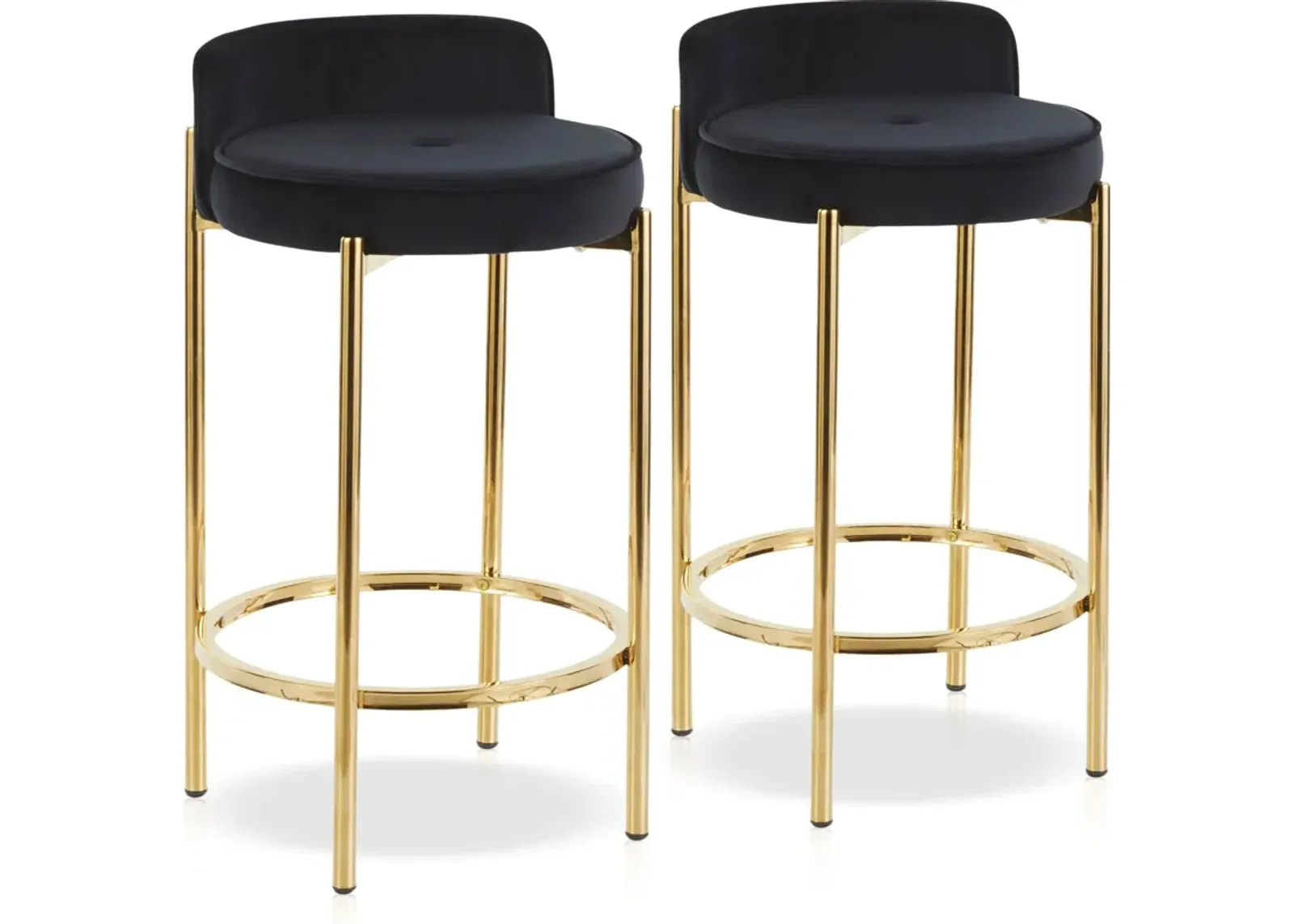 Rosen Set 2 Counter-Height Stools - Black Velvet