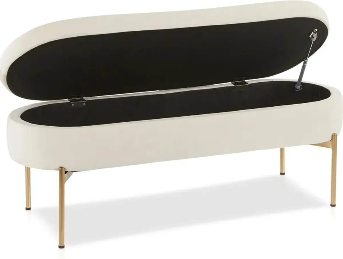 Rosen Storage Bench - Gold/Cream Velvet