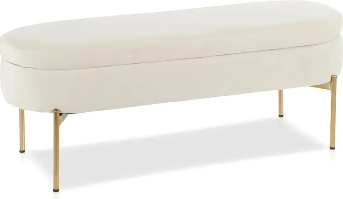 Rosen Storage Bench - Gold/Cream Velvet