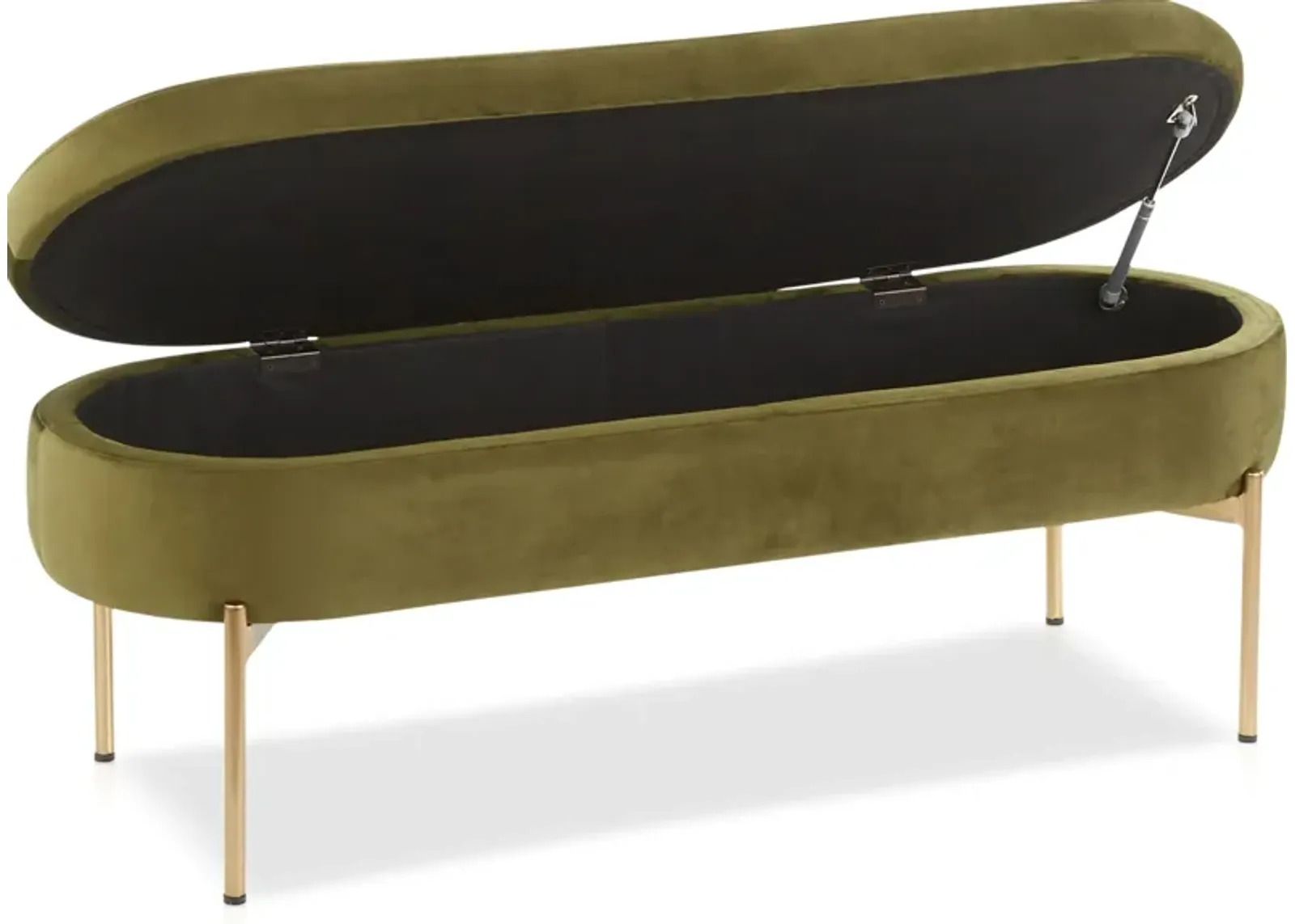 Rosen Storage Bench - Gold/Green Velvet