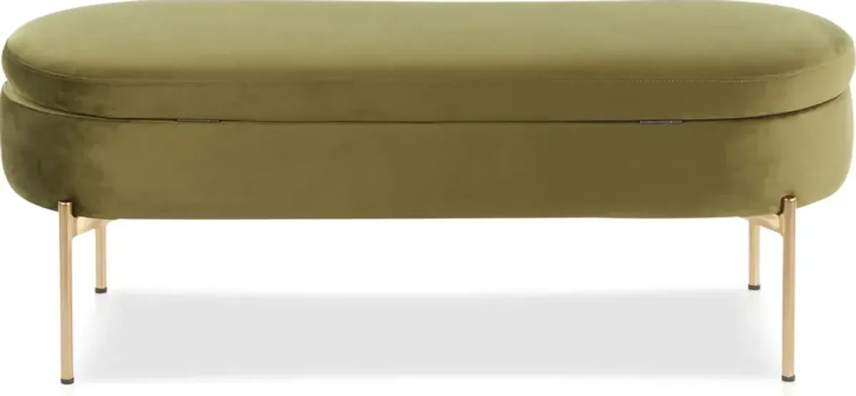 Rosen Storage Bench - Gold/Green Velvet