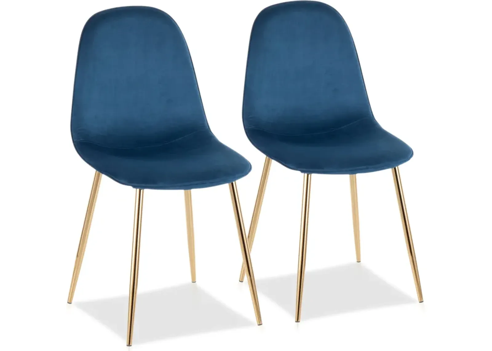 Penny Set of 2 Dining Chairs - Gold/Blue Velvet