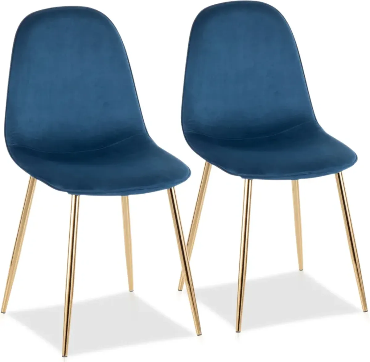 Penny Set of 2 Dining Chairs - Gold/Blue Velvet