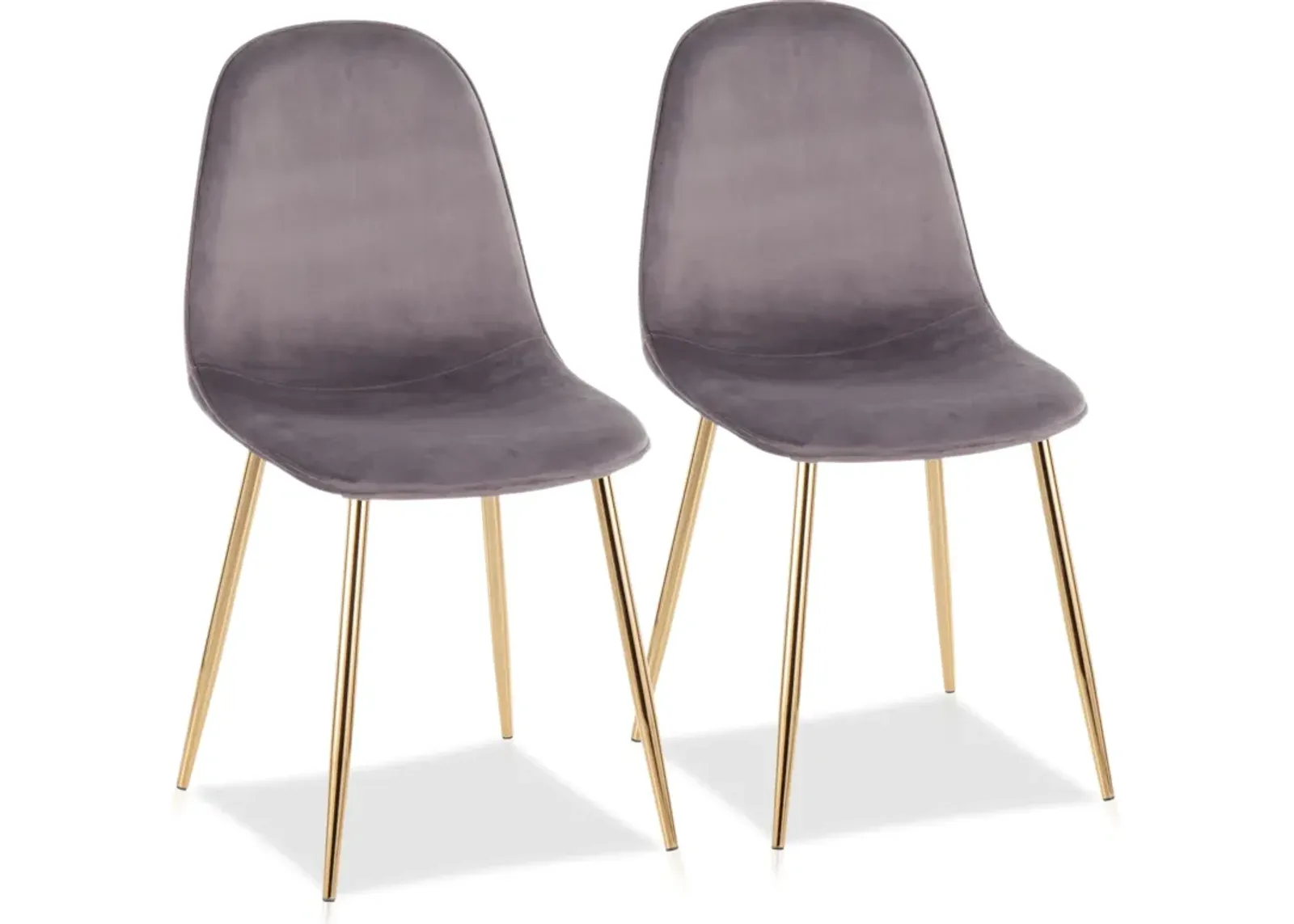 Penny Set of 2 Dining Chairs - Gold/Gray Velvet