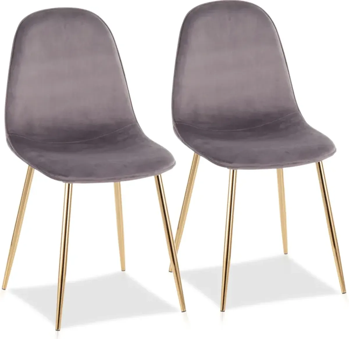 Penny Set of 2 Dining Chairs - Gold/Gray Velvet