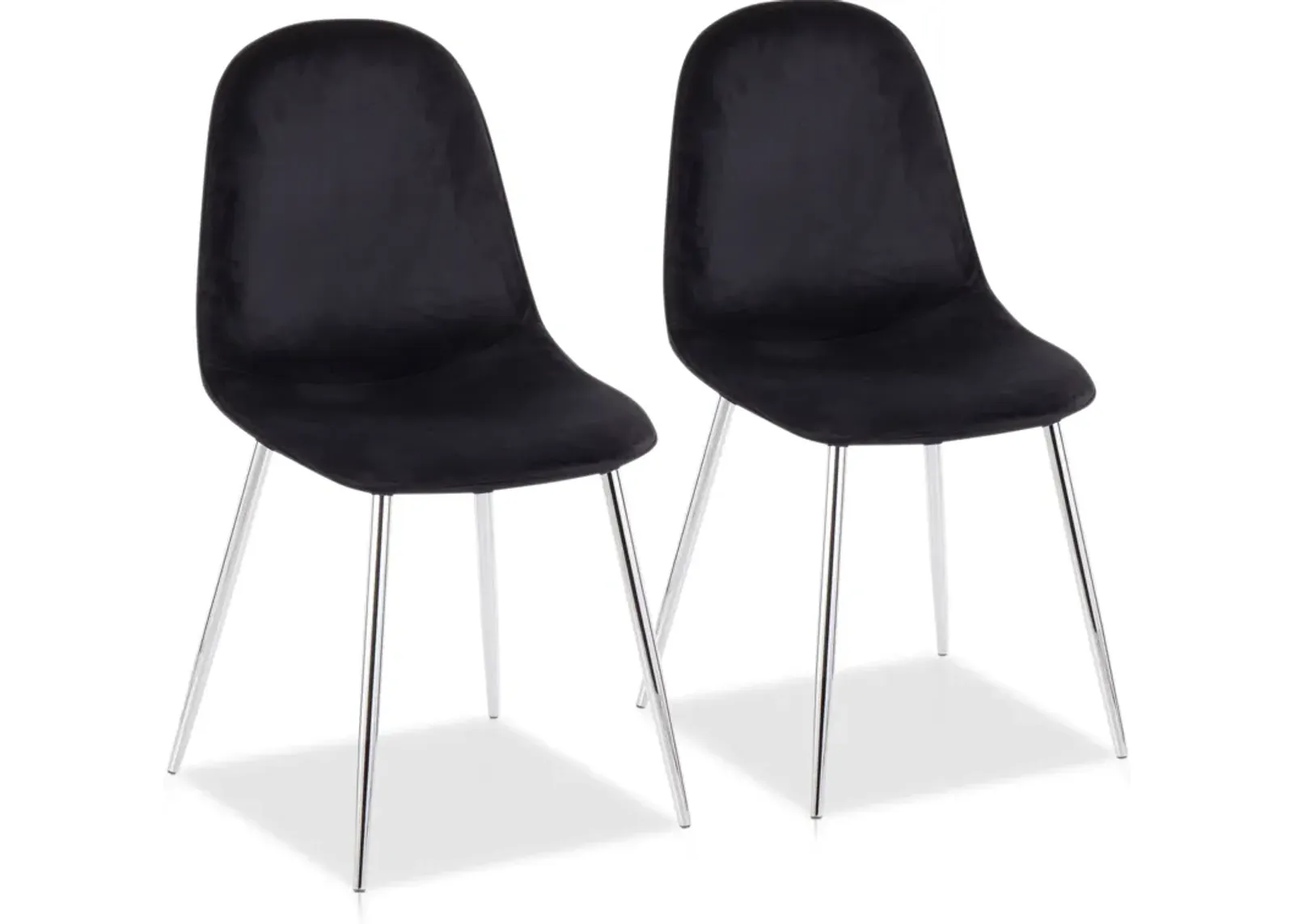 Penny Set of 2 Dining Chairs - Chrome/Black Velvet