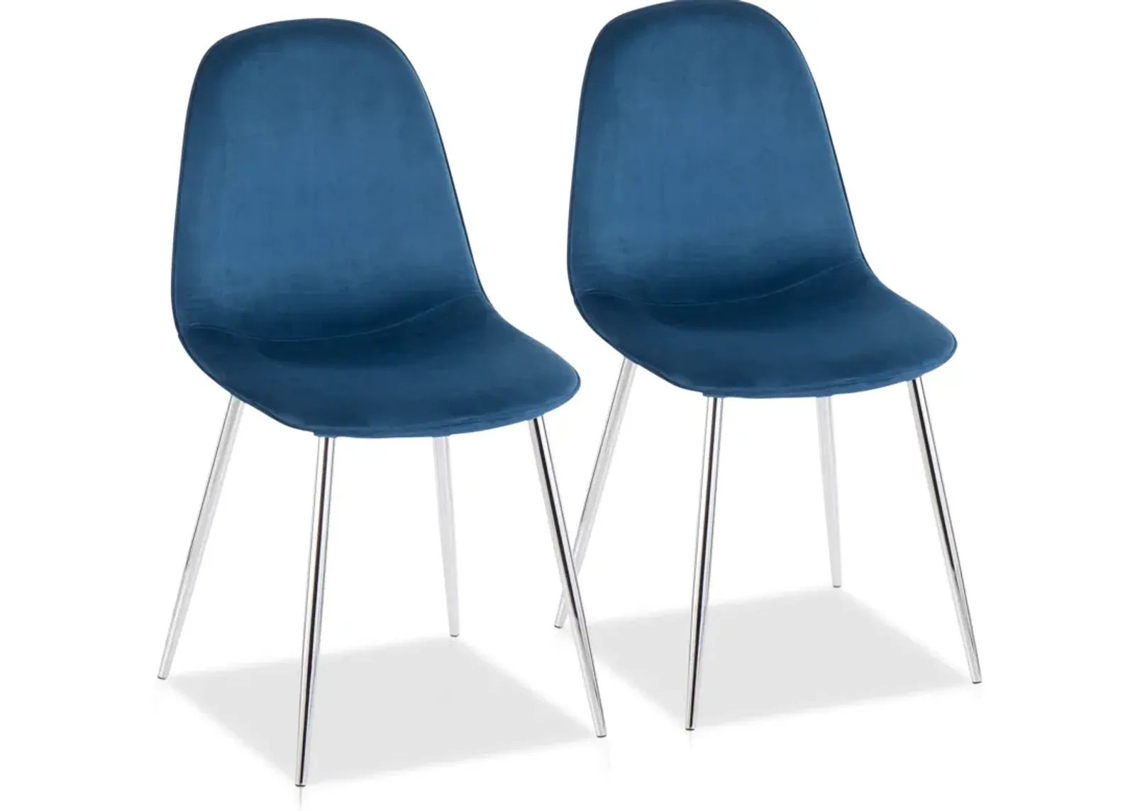 Penny Set of 2 Dining Chairs - Chrome/Blue Velvet