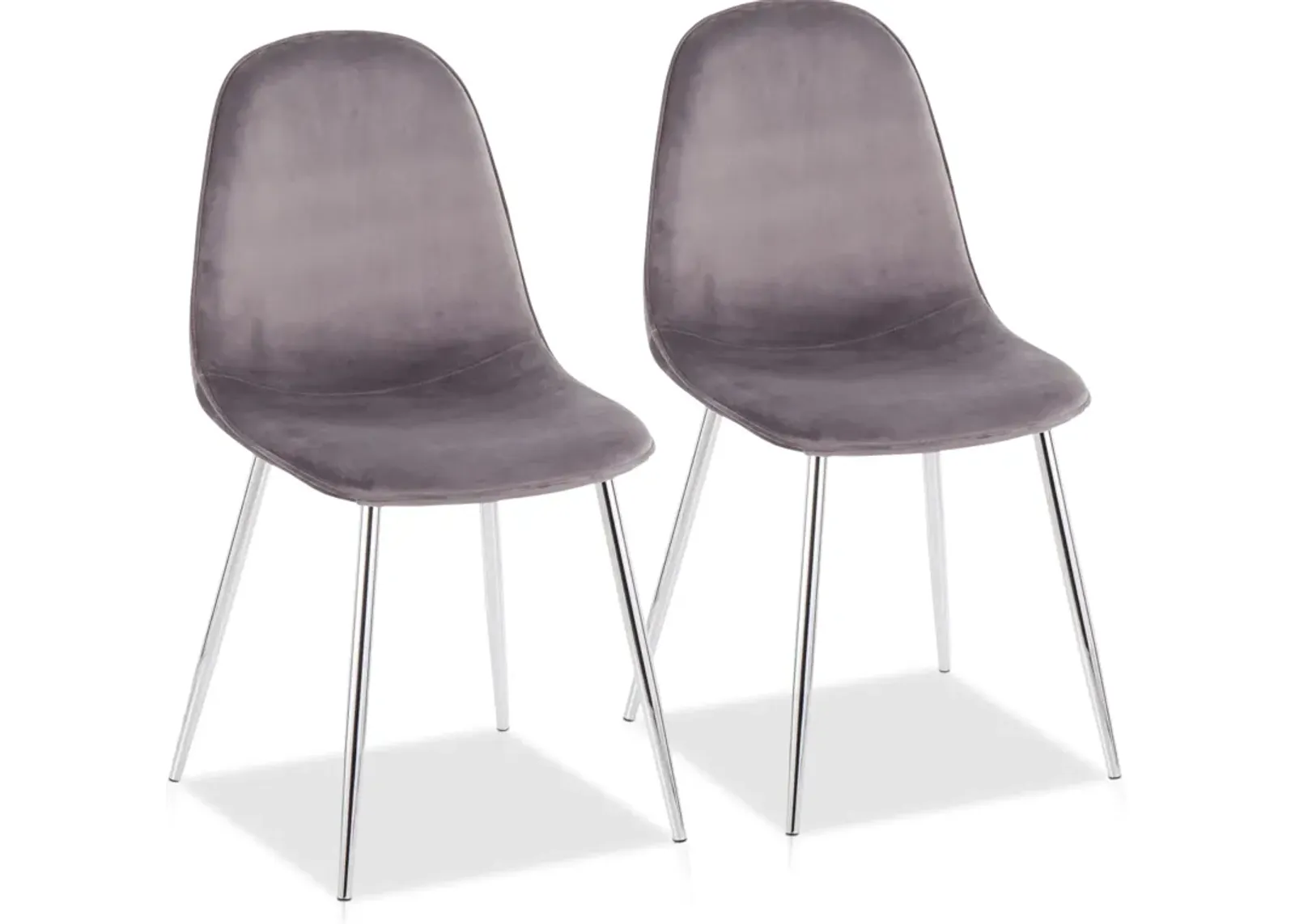 Penny Set of 2 Dining Chairs - Chrome/Gray Velvet