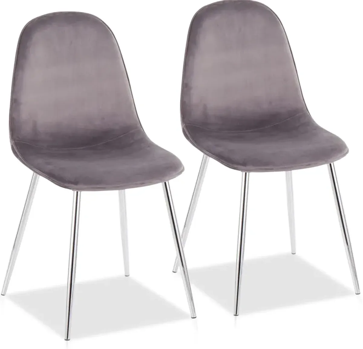 Penny Set of 2 Dining Chairs - Chrome/Gray Velvet