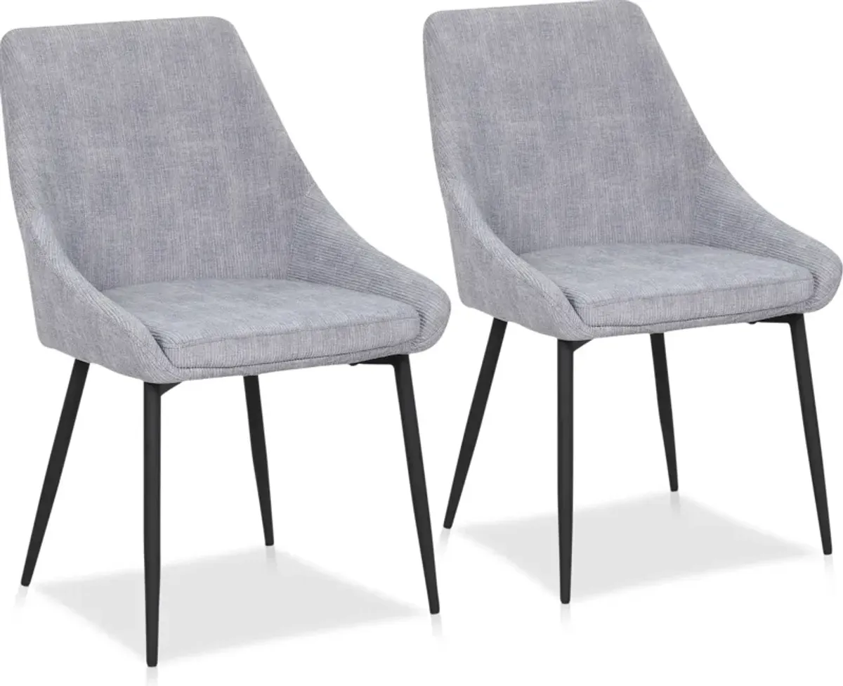 Fraser Set of 2 Dining Chairs - Gray Corduroy