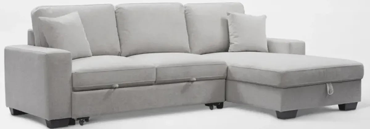 Milo 2-Piece Sleeper Sectional with Right-Facing Chaise - Light Gray