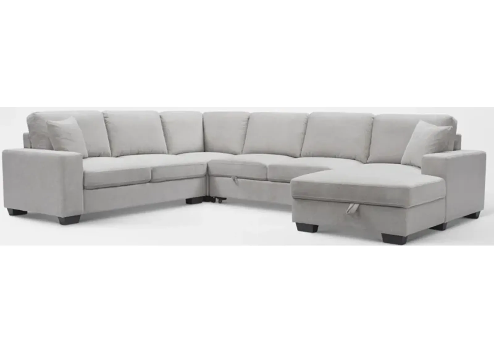 Milo 4-Piece Sleeper Sectional with Right-Facing Chaise - Light Gray