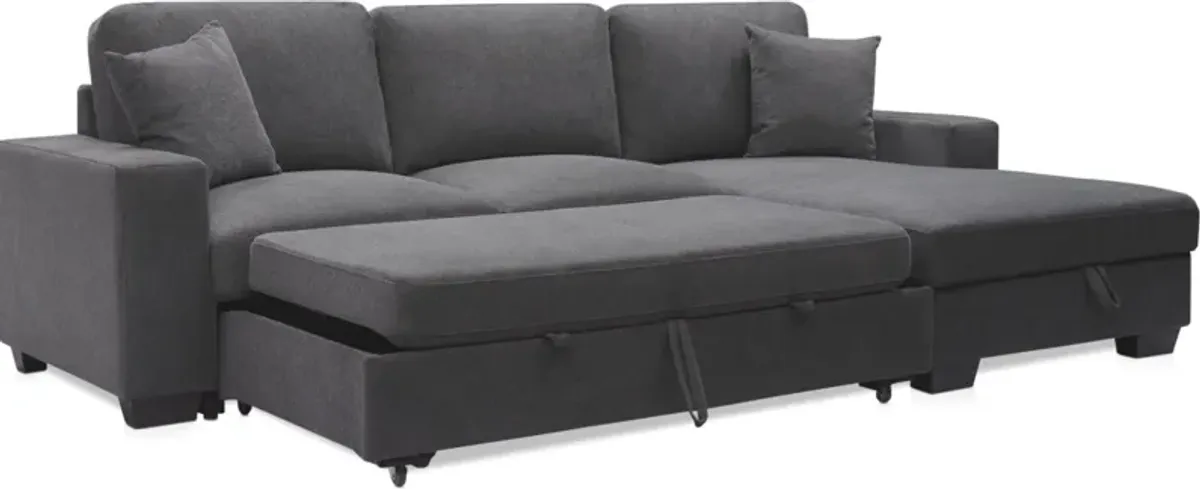 Milo 2-Piece Sleeper Sectional with Right-Facing Chaise - Charcoal