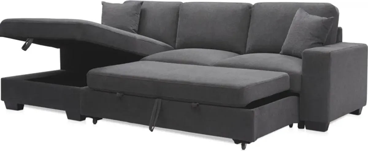 Milo 2-Piece Sleeper Sectional with Left-Facing Chaise - Charcoal