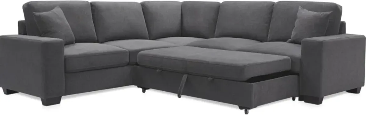 Milo 3-Piece Sleeper Sectional with Left-Facing Loveseat - Charcoal