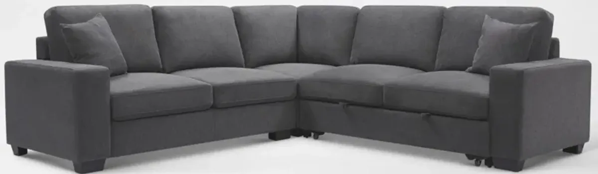 Milo 3-Piece Sleeper Sectional with Left-Facing Loveseat - Charcoal