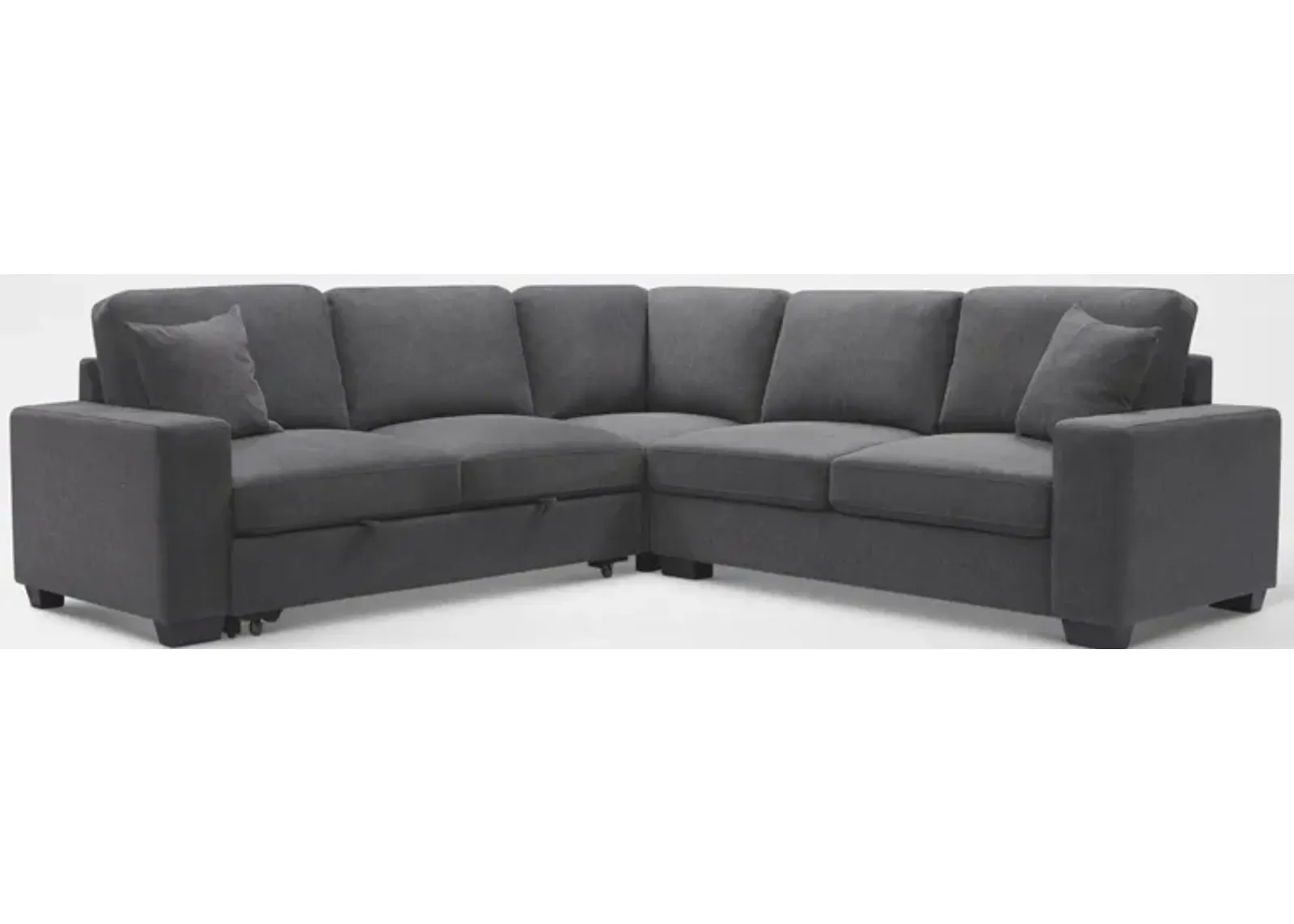 Milo 3-Piece Sleeper Sectional with Right-Facing Loveseat - Charcoal