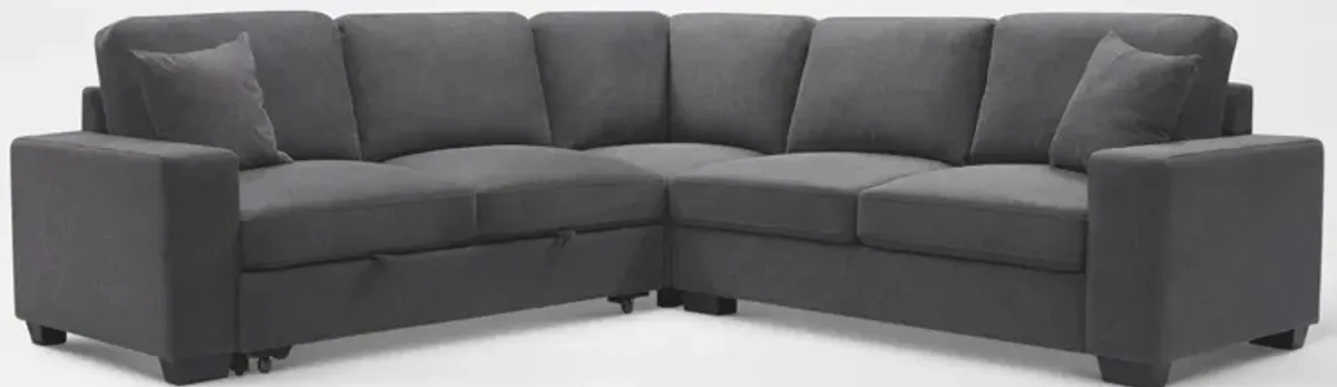 Milo 3-Piece Sleeper Sectional with Right-Facing Loveseat - Charcoal