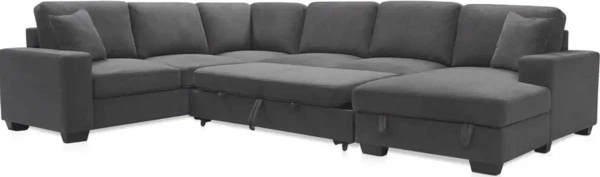 Milo 4-Piece Sleeper Sectional with Right-Facing Chaise - Charcoal