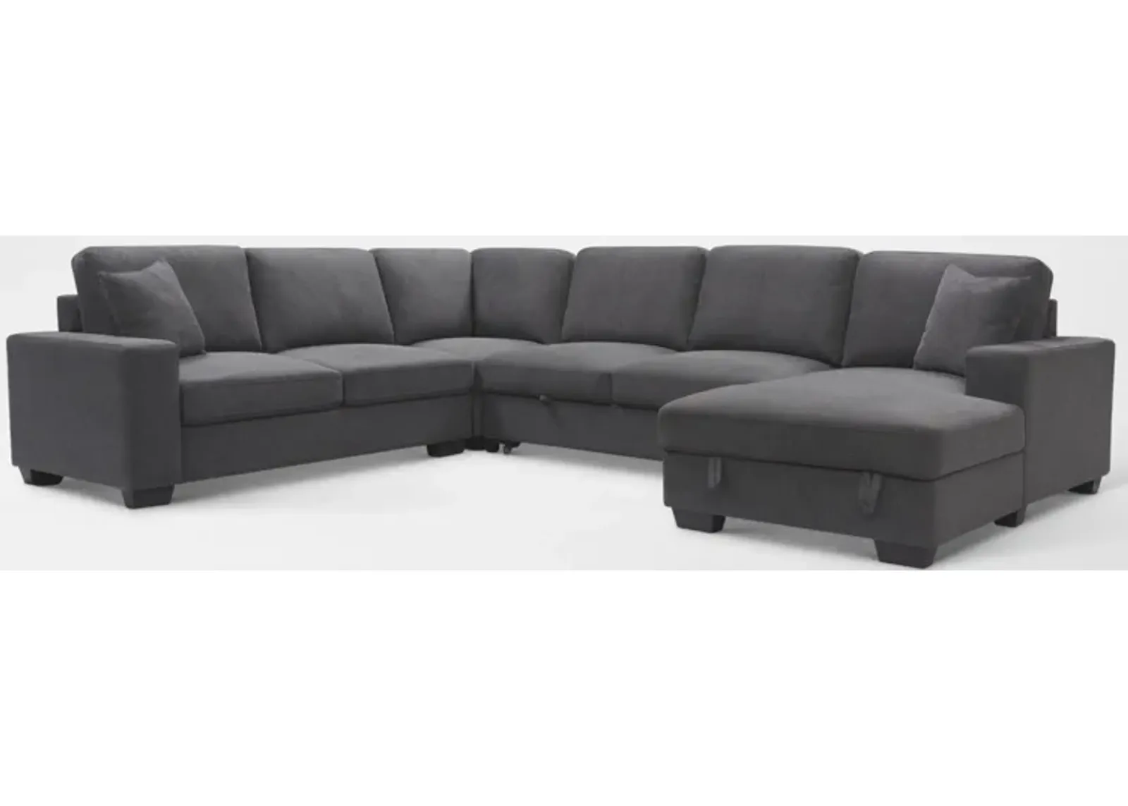 Milo 4-Piece Sleeper Sectional with Right-Facing Chaise - Charcoal