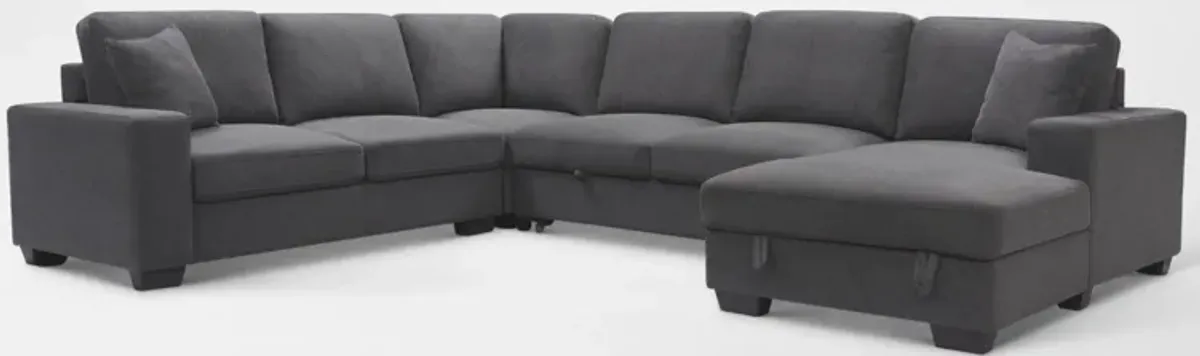 Milo 4-Piece Sleeper Sectional with Right-Facing Chaise - Charcoal