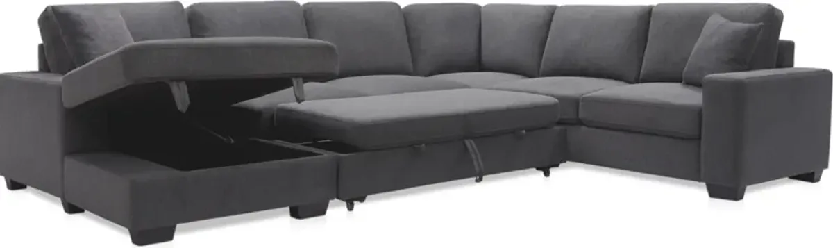 Milo 4-Piece Sleeper Sectional with Left-Facing Chaise - Charcoal