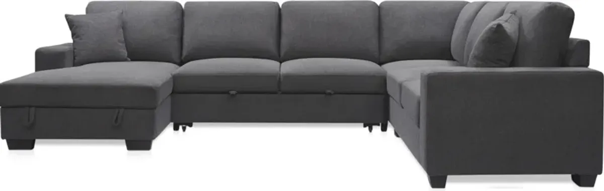 Milo 4-Piece Sleeper Sectional with Left-Facing Chaise - Charcoal