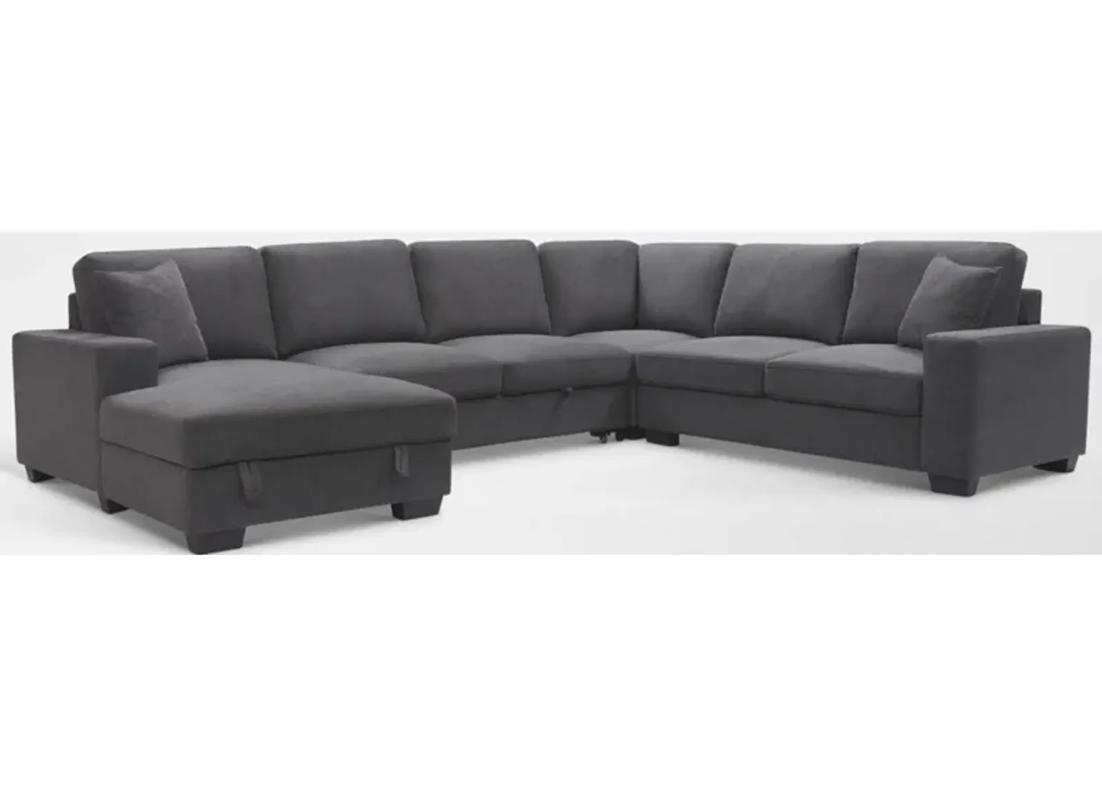 Milo 4-Piece Sleeper Sectional with Left-Facing Chaise - Charcoal