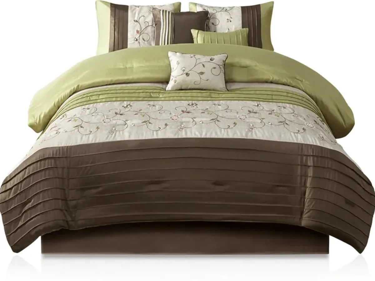 Clara Queen Comforter Set - Green