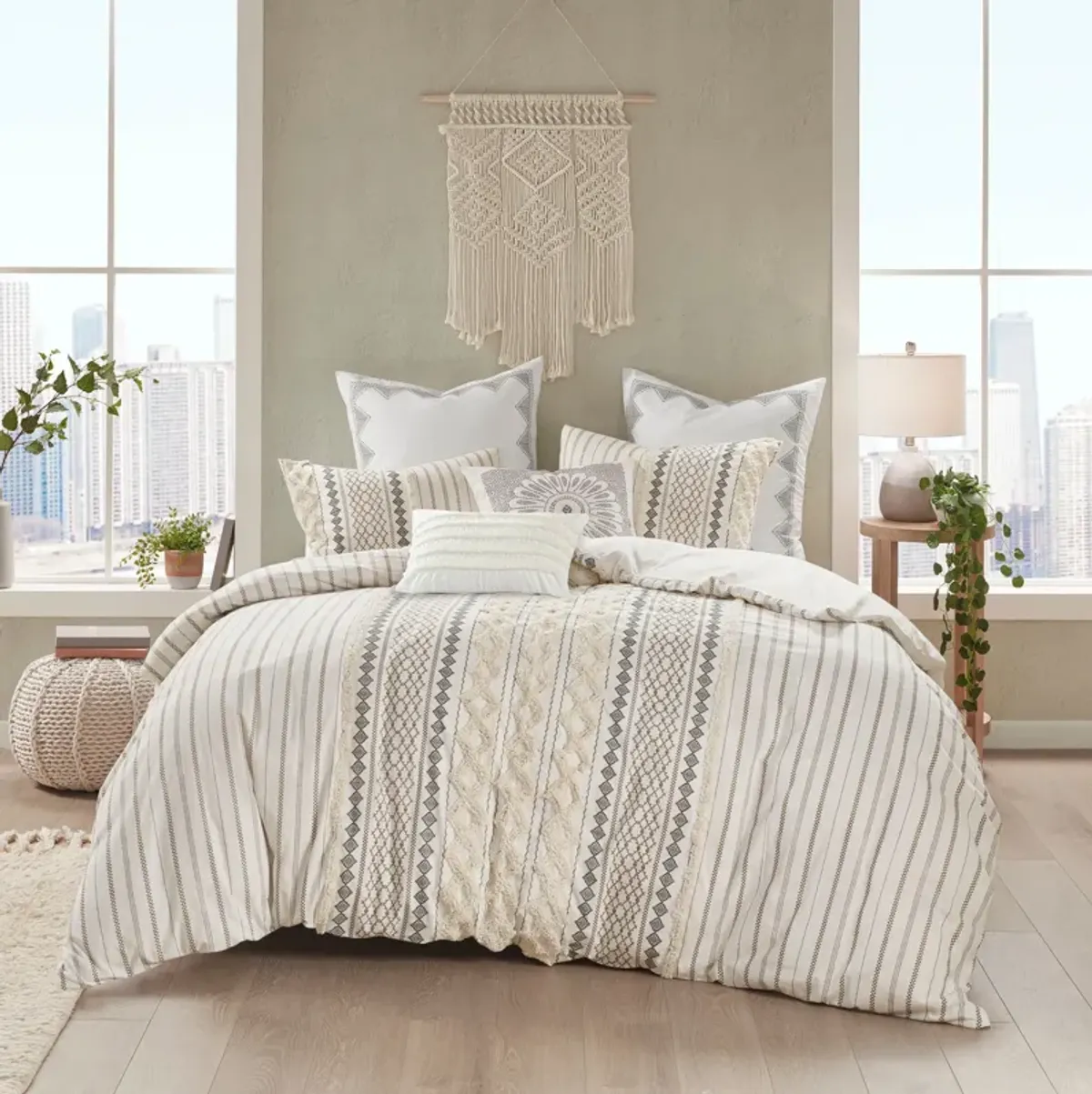 Amari Full/Queen Duvet Cover Set - Ivory