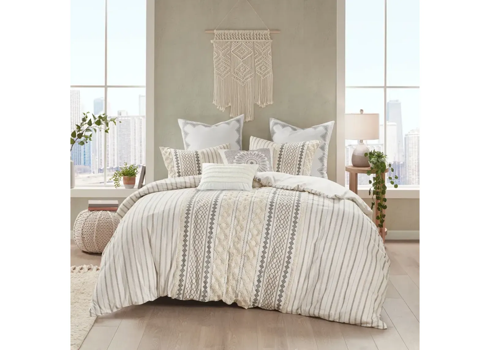 Amari King/California King Duvet Cover Set - Ivory