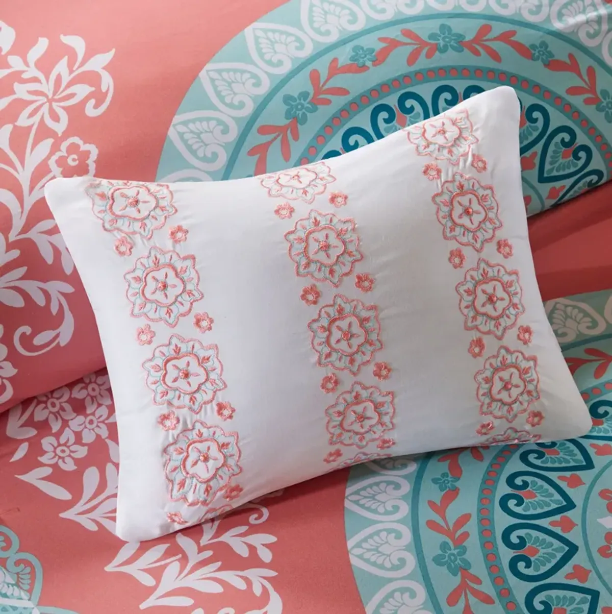 Carise Twin Comforter and Sheet Set - Coral