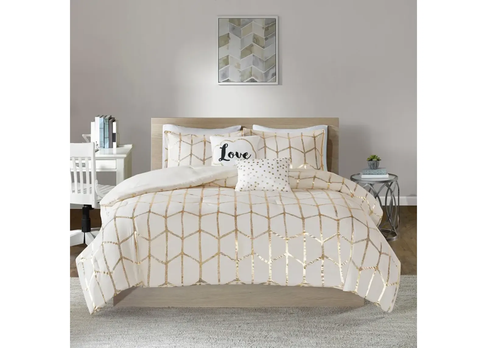 Raina Full/Queen Comforter Set - Ivory